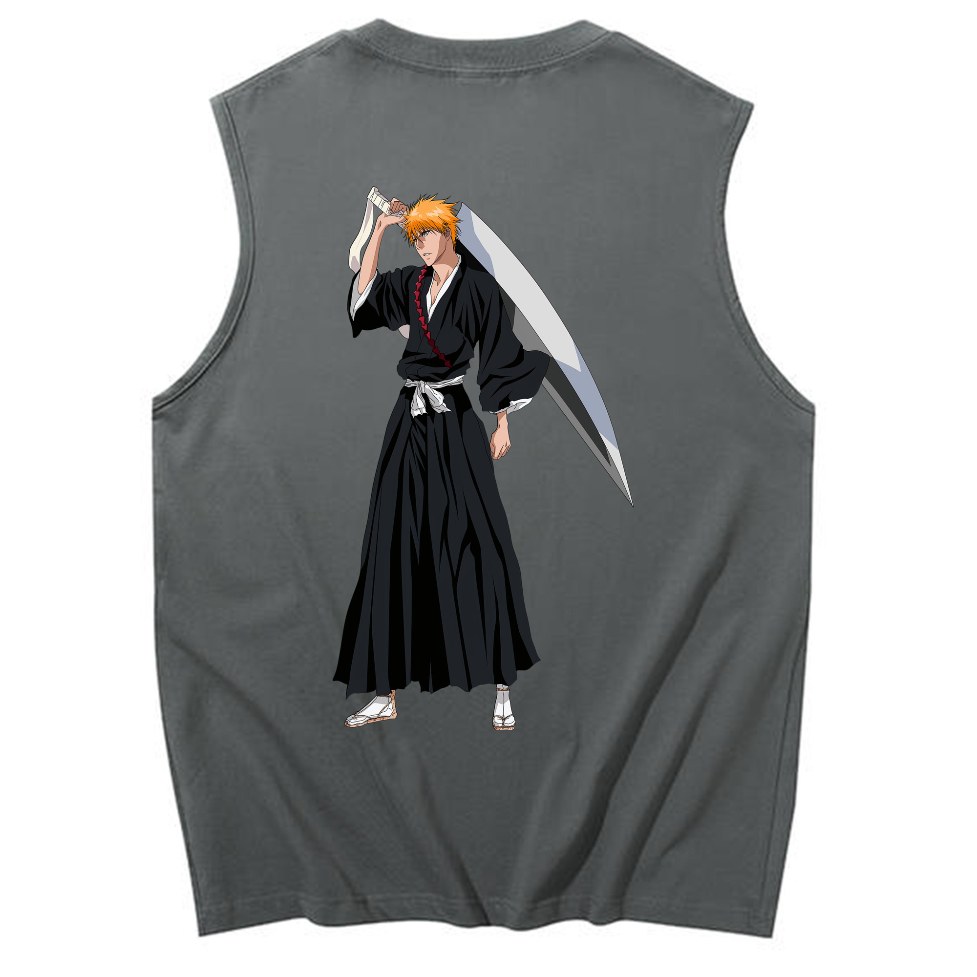 （画像用） ブリーチ 黒崎一護（くろさき いちご）BLEACH Kurosaki Ichigo コットン100％タンクトップ（背面プリント）